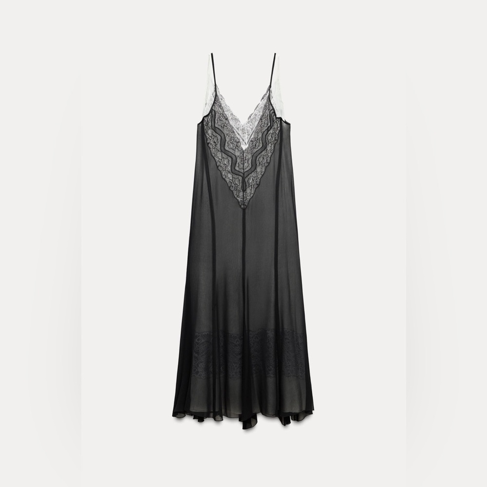 NWT ZARA Layered Slip Dress Lace Trim Size XS/S Style no. 8384/832/800 - Picture 4 of 14